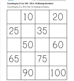 Counting by 5s to 100 | A Wellspring of Worksheets