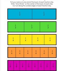 fraction strip cut outs bright colors