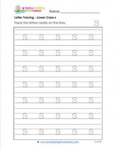 Letter Tracing - Lower Case s - Handwriting Practice
