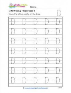 Letter Tracing - Upper Case D - Handwriting Practice