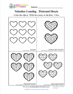 Valentines Day Worksheets - Patterned Hearts | A Wellspring