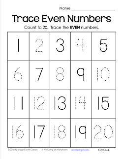 Trace Numbers 1-20 Worksheets - Trace the Even Numbers