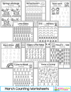 Counting Worksheets for Kindergarten by Month | A Wellspring