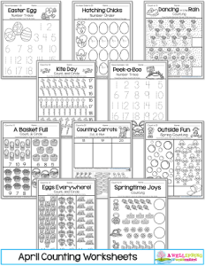 Counting Worksheets for Kindergarten by Month | A Wellspring