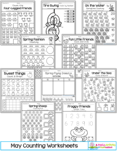 Counting Worksheets for Kindergarten by Month | A Wellspring